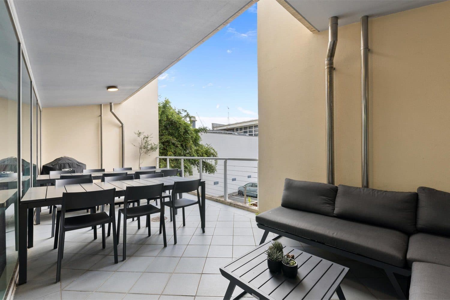 Outdoor terrace with city views at LINK Coworking, Fortitude Valley