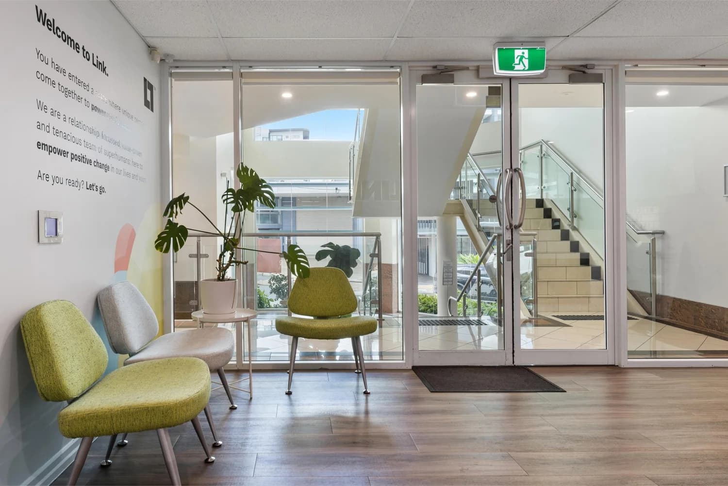 Entry and stairwell at LINK Coworking, 57 Berwick Street