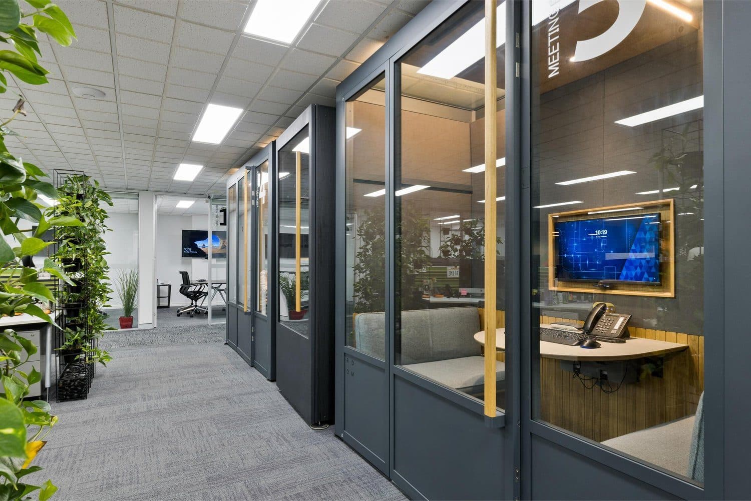 Hallway of private offices at LINK Coworking, Fortitude Valley